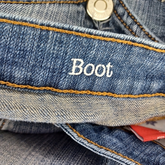 Vigoss Lightly Distressed Boot Cut Blue Denim Jeans - Picture 16 of 16